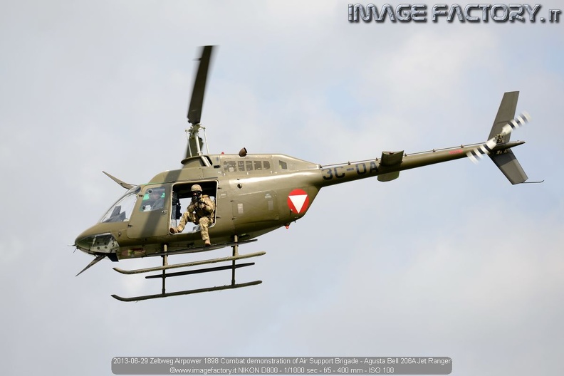 2013-06-29 Zeltweg Airpower 1898 Combat demonstration of Air Support Brigade - Agusta Bell 206A Jet Ranger.jpg